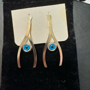 Evil eye wishbone earrings by hello accessories